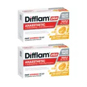 2x Difflam Plus Sore Throat Lozenge Triple Action - Honey & Lemon 32s