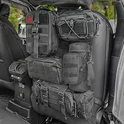 Multi-Purpose Molle Panel Tactical Car Seat Organiser, Tactical Seat Back Organizer with 5 Detachable Molle Pouches (Black)
