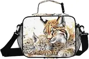 Lynx Cute Watercolor Insulated Lunch Box for Women Men - Ideal for Work, Picnics - Includes Adjustable Shoulder Strap