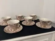 222 fifth adelaide pink/ Gold Set Of 6 Teacup