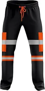 [trending babz] Mens High Visibility Hi Vis 2Tone Jogging Trousers Bottoms Reflective Tape Cuffed Workwear Joggers