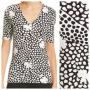 NWT TED BAKER 2 US 4 Lucyz Floral Black White Fitted Knit Tee T-shirt Blouse