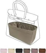 [DGAZ] Purse Organizer Silky Smooth,Silk,Luxury Handbag Tote in Bag Shapers, Women- Fits Birkin25/30/35/40 Bags (Cris tourterelle, BK30)