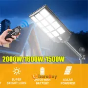 2000W LED Solar Flood Light Motion Sensor Security Wall Yard Garden Outdoor Lamp