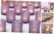 24 Pcs Votive Candle Holders, Purple Glass Candle Holders Bulk Lavender Purple