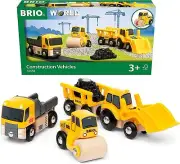 BRIO World Construction Vehicles Train Set for Kids Age 3 Years Up - Compatible