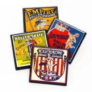 Vintage Roller Skating Rink Drink Coaster Set - Let's Roll