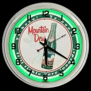 16" Mountain Dew Yahoo Bottle Sign Green Neon Clock Man Cave Bar Garage Mt Dew