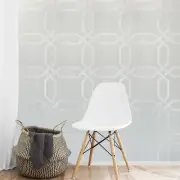 Hexagon trellis lines off white faux wicker bamboo Textured geometric wallpaper
