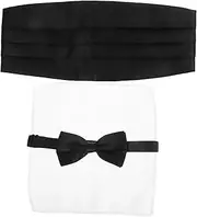 [LIFKOME] Luxury 3pc Set Bow Tie Pocket Square Pre-tied Sturdy Polyester for Men's Formal Wear