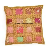 16" Indian Patchwork Embroidered Cushion Cover Throw Vintage Pillow Sham Hippie