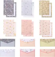 NUOBESTY 1 Set A5 Floral Envelope Stationery Paper Stationary Supplies Greeti...