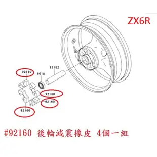 RCP KAWASAKI 原廠 後輪 減震 橡皮 NINJA ZX6 ZX6R ZX-6R 1998~2005