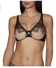 Aubade Passion Nocturne Triangle Plunge Bra NWT Black/Nude size 32C
