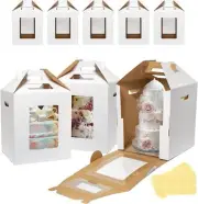 8 Pack Tall Cake Boxes for Tier Cakes 10x10x12 Inch Disposable Layer White