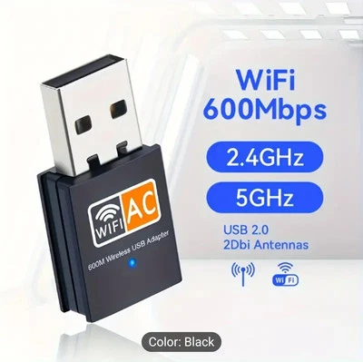 Usb Wifi Dongle 2.4Ghz & 5Ghz Up To 600Mbps, High Speed