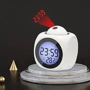 LED Smart Light Projection Digital LED Alarm Clock for Bedroom on Ceiling Wall Dimmer USB Charger Battery Time And Temperature Display Backup Loud Dual Alarm