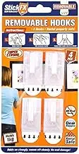 Self-Adhesive Removable Hooks 4-Pieces, 700 g Laod Capacity, 4.5 cm Size