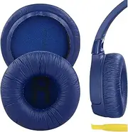 Geekria QuickFit Leatherette Replacement Ear Pads for JBL JR300, JR300BT, T450BT, T500BT, Tune 500, Tune 500BT, Tune 510BT, Tune 520 Headphones Ear Cushions, Headset Earpads (Blue)