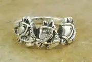 UNIQUE .925 STERLING SILVER BRIDLED HORSE S RING size 7 style# r1720