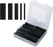 100Pcs Heat Shrink Tubing Kit Double Wall Wire Shrink Wrap Tubing 4:1 Ratio 3.54inch Waterproof Adhesive Lined Heat Shrink Cable Sleeve Assortment Kit Black 5 Sizes
