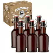 Brown Glass Swing Top Bottles 6 Pack | Includes 6 Glass Flip Top Bottles |