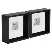 2pc 6 x 6 3D Box Frame Photo Picture Deep Display Shadow with 2 x 2 Mount Black
