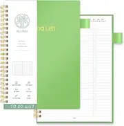 ALLTREE To Do List Notepad Spiral Planner, Daily Task Tracker with Wide Lined Notebooks, Work Planner with Pocket, Pen Loop, 160 Pages, Green (7"x10")