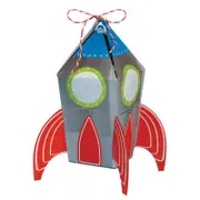 Space Blast Off Birthday 3D Rocket Favour Treat Boxes 8 Pack