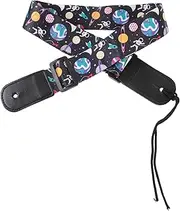 Vaguelly Guitar Strap with Pretty Pattern and Leather Ends Soft Breathable Design for Secure Instrument Support for Electric and Acoustic Guitars