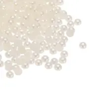 300pcs Flatback Pearls 4mm ABS Plastic Half Round Dome Pearls, Beige