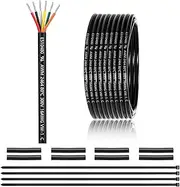 22 Gauge 6 Conductor Shielded Wire 26FT-328FT UL2464 6 Core Cable Tinned Copper Stranded for CNC VFD Spindle, Stepper Motor, 3D Printer, Sound, Speaker, Signal Transmission(104.9ft,6C-22awg)