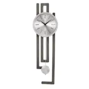 Bulova Wall Clock 22.2"x8" Hardwood Frame+Pendulum Analog Quartz Modern Gray
