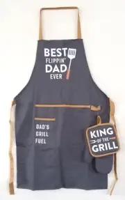 BBQ Set # 1 Dad Apron With Potholder King Of The Grill And Oven Mitt