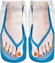 [STKARCV] 3D Pattern Manicure Print Socks Flip Flop Funny Hidden Running Socks Women Low Cut Socks