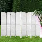 8-Panel Wooden Divider Foldable Room Privacy Stand Flexible Waterproof Non-fade