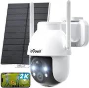 ieGeek Security Cameras Wireless Outdoor, 2K Solar WiFi Camera for Home white