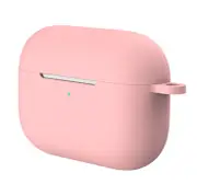 2PCS 4 in 1 Silicone Shockproof Anti-drop Earphone Storage Case with keychain + Anti-lost Strap + Dust-proof Metal Protective Film Sticker for Airpods Pro 2019 PINK COLOR