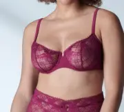 SIMONE PERELE 1A4330 ~ SYRAH ~ VICTOIRE SHEER LACE DEMI CUP UNDERWIRE BRA ~ 36C
