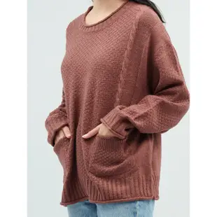 O-LIWAY 台灣製 保暖毛海圓領兩側麻花圓口袋針織毛衣 (MIT)