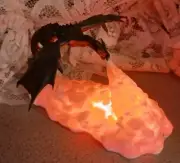 NIB Awesome 3D Printed Volcano Dragon Fire Breathing Lamp Night Light Moon Light