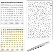 [YQQYG] 3 Sheet Fake Eyebrow Piercing, 3/4/5/6mm Fake Lip Piercing, Gold and Silver Fake Nose Stud with Tweezers, Self-Adhesive Fake Peircing for Punk Y2K Makeup Accessories (650 PCS)