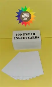 100 Ink jet PVC ID Cards - For Epson & Canon Inkjet Printers Gafetes carnets