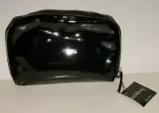 ULTA BRAND 8"X5" BLACK PATENT ZIPPER COSMETIC CASE FALL PRODUCTS MAKE UP SAMPLER