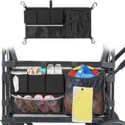 GRAOSO Stroller Wagon Cargo Net, Wagon Accessories Organizer Compatible with WONDERFOLD W-Series Models, Large Capacity Mesh Cargo Storage Bag with Sorting Pockets Compatible with Keenz Wagon, Black