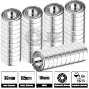 50x 6206-ZZ Ball Bearing 30mm x 62mm x 16mm Shielded Seal Metal w/ Snap Ring