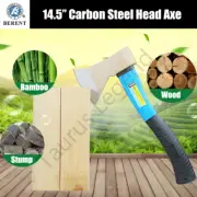 14.5" Carbon Steel Garden Axe Camping Hatchet Anti Rust Head Fibreglass Handle