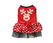 Pet dress Christmas pet elk polka dot yarn skirt Christmas skirt suitable for dogs and cats