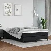 Bed Furniture Bed Frame Without Mattress Black Double Faux Leather