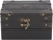 [ANKROYU] Vintage Wooden Jewelry Storage Box Handmade Retro Treasure Chest Trinket Organizer Container Case for Women Girls Home Decoration Composite Wood Grey 15.5x11x9cm